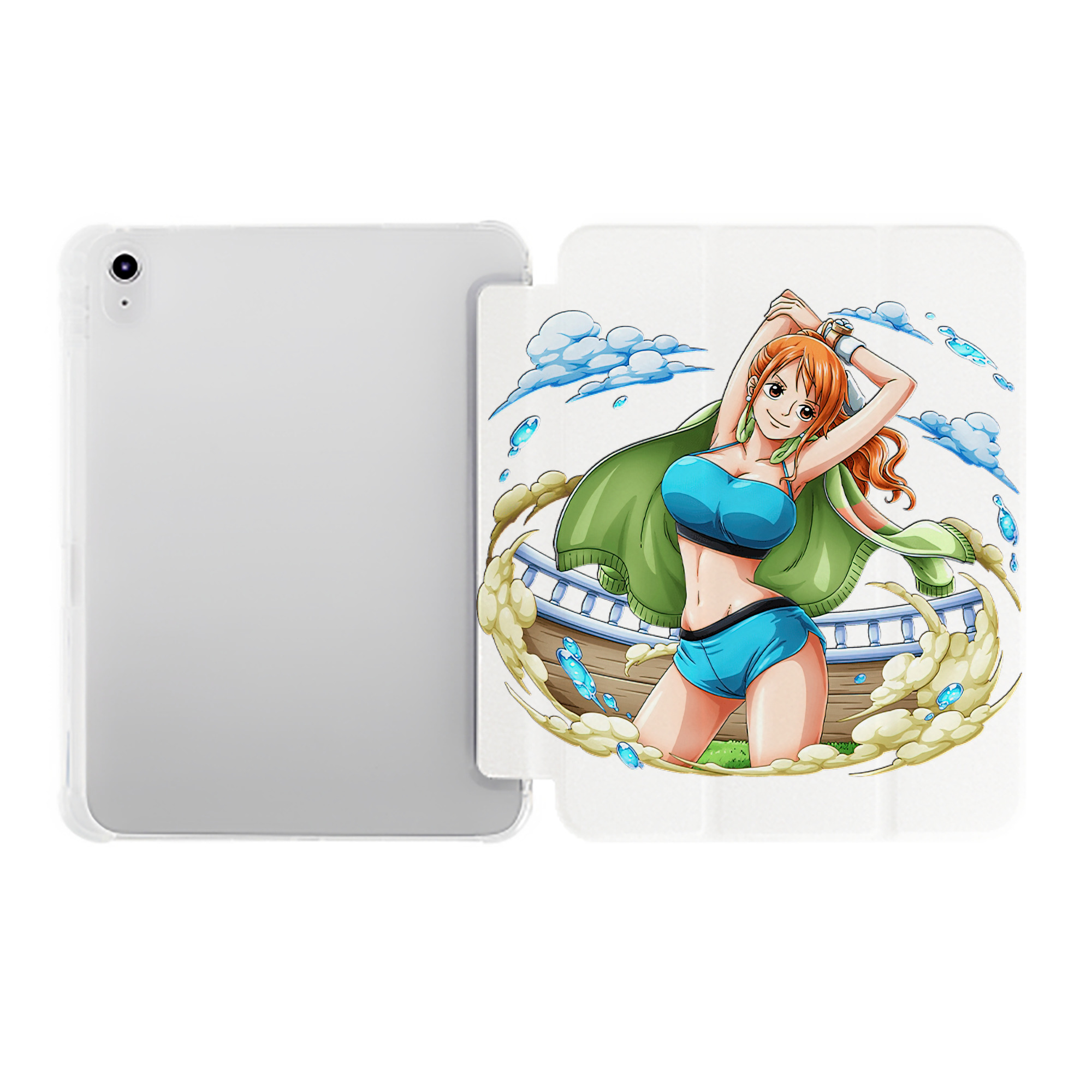 （画像用） ワンピース ナミ ONE PIECE Nami IPad ケース ペン収納付き 三つ折りスタンド PUレザー×シリコン 対応機種9.5/10.5/10.9インチ